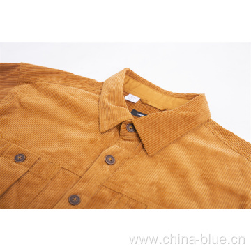 men's 100%cotton corduroy shirt long sleeve soft handfeel